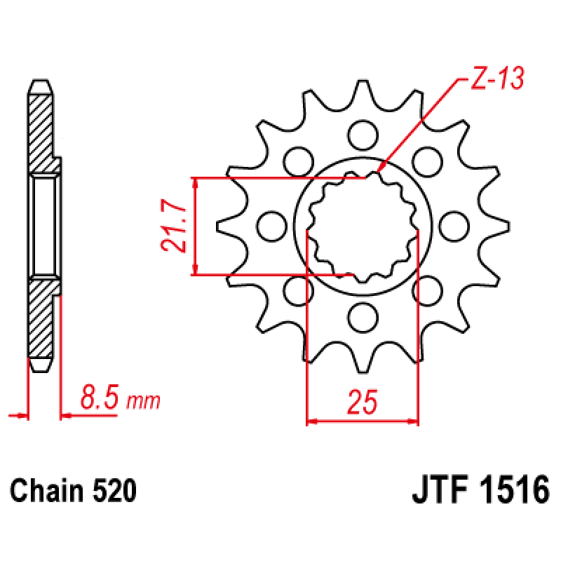Купить Звездочка передняя JT Sprockets (шаг 520 ) JT JTF1516